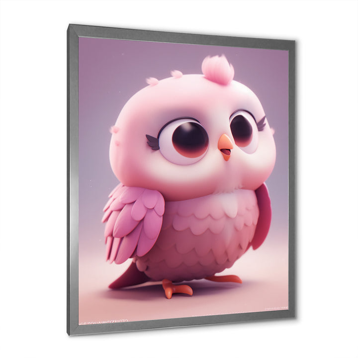Cute Litte Pink Owl - Owl Canvas Wall Art