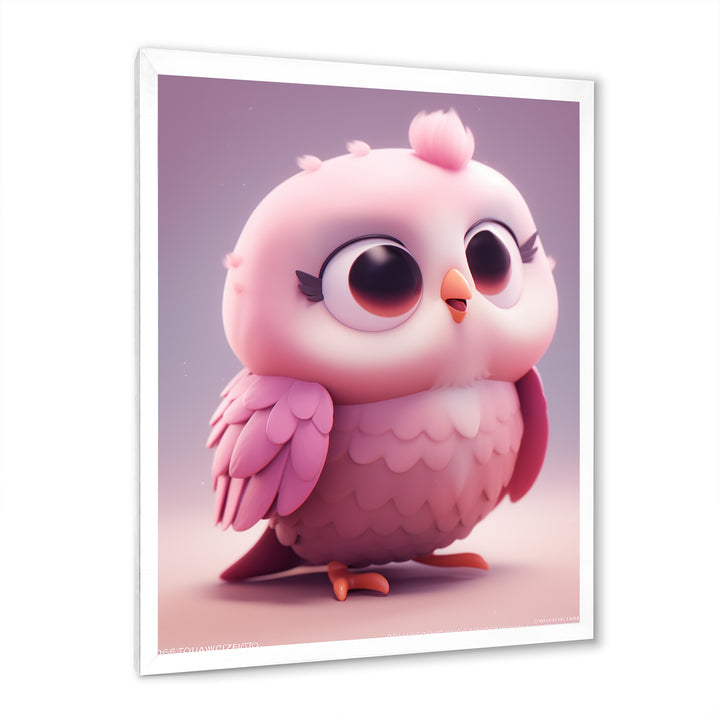 Cute Litte Pink Owl - Owl Canvas Wall Art