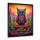 Glorious Owl Surrounded By Cacti In The Desert - Owl Wall Decor
