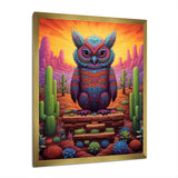Glorious Owl Surrounded By Cacti In The Desert - Owl Wall Decor
