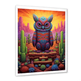 Glorious Owl Surrounded By Cacti In The Desert - Owl Wall Decor