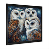 White Owl Gathering - Owl Large Canvas Wall Art