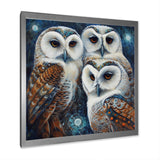 White Owl Gathering - Owl Large Canvas Wall Art