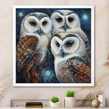 White Owl Gathering - Owl Large Canvas Wall Art
