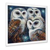 White Owl Gathering - Owl Large Canvas Wall Art