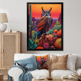 Portrait Of Mysterious Wise Owl In Dessert - Owl Canvas Wall Art