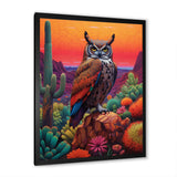 Portrait Of Mysterious Wise Owl In Dessert - Owl Canvas Wall Art