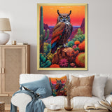 Portrait Of Mysterious Wise Owl In Dessert - Owl Canvas Wall Art