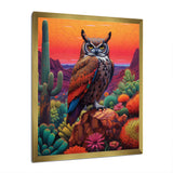 Portrait Of Mysterious Wise Owl In Dessert - Owl Canvas Wall Art