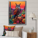 Portrait Of Mysterious Wise Owl In Dessert - Owl Canvas Wall Art