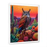 Portrait Of Mysterious Wise Owl In Dessert - Owl Canvas Wall Art