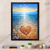 Vibrant Red Heart On Tropical Pebble Beach - Owl Canvas Wall Art