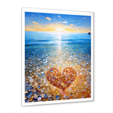 Vibrant Red Heart On Tropical Pebble Beach - Owl Canvas Wall Art