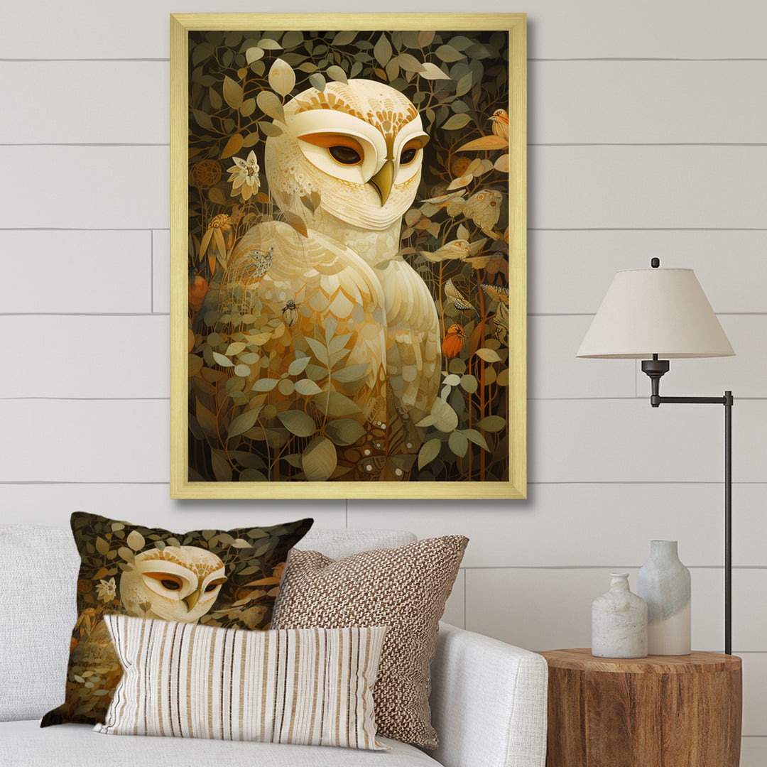 Retro Portrait White Owl Magic - Owl Wall Decor