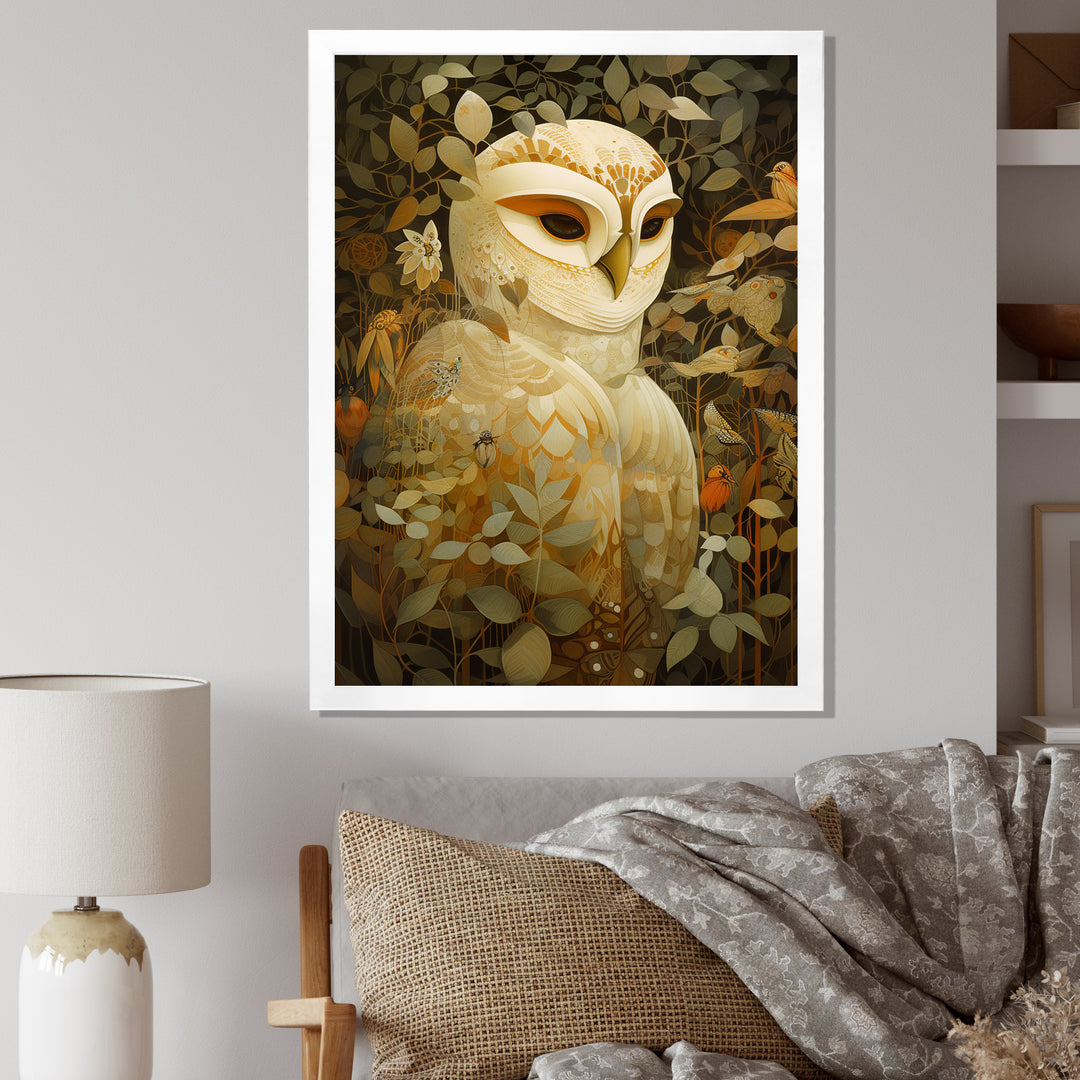 Retro Portrait White Owl Magic - Owl Wall Decor