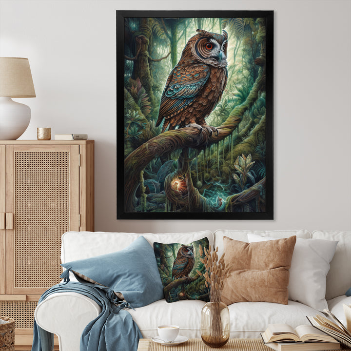 Portrait Of Wise Owl In The Forest - Brown Owl Wall Art
