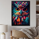 Portrait Of Psychedelic Wise Owl - Owl Canvas Wall Art