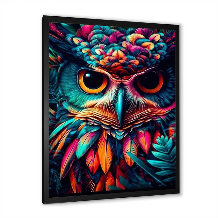 Portrait Of Psychedelic Wise Owl - Owl Canvas Wall Art