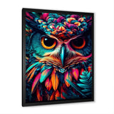 Portrait Of Psychedelic Wise Owl - Owl Canvas Wall Art