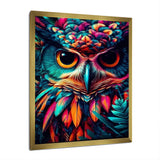 Portrait Of Psychedelic Wise Owl - Owl Canvas Wall Art