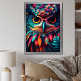 Portrait Of Psychedelic Wise Owl - Owl Canvas Wall Art