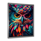 Portrait Of Psychedelic Wise Owl - Owl Canvas Wall Art