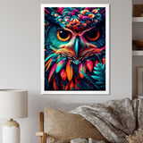 Portrait Of Psychedelic Wise Owl - Owl Canvas Wall Art