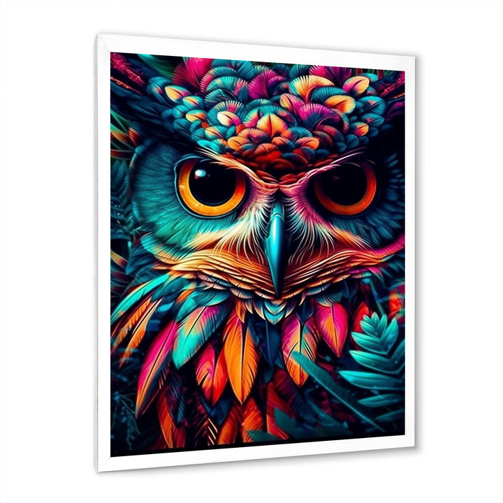 Portrait Of Psychedelic Wise Owl - Owl Canvas Wall Art