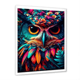 Portrait Of Psychedelic Wise Owl - Owl Canvas Wall Art