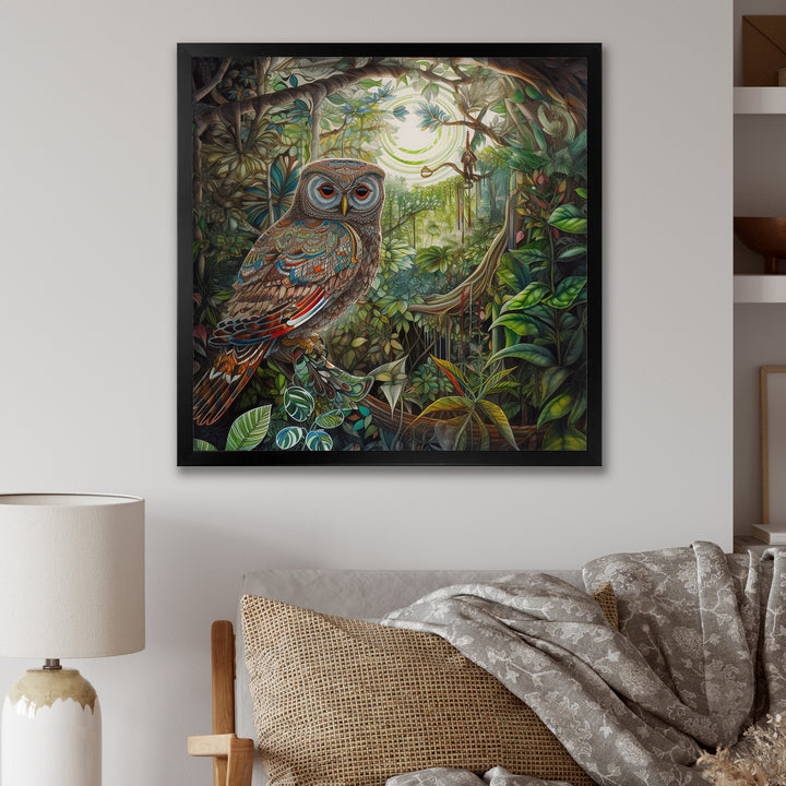 Portrait Of Magical And Wise Owl In The Forest - Owl Canvas Wall Art