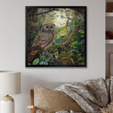 Portrait Of Magical And Wise Owl In The Forest - Owl Canvas Wall Art