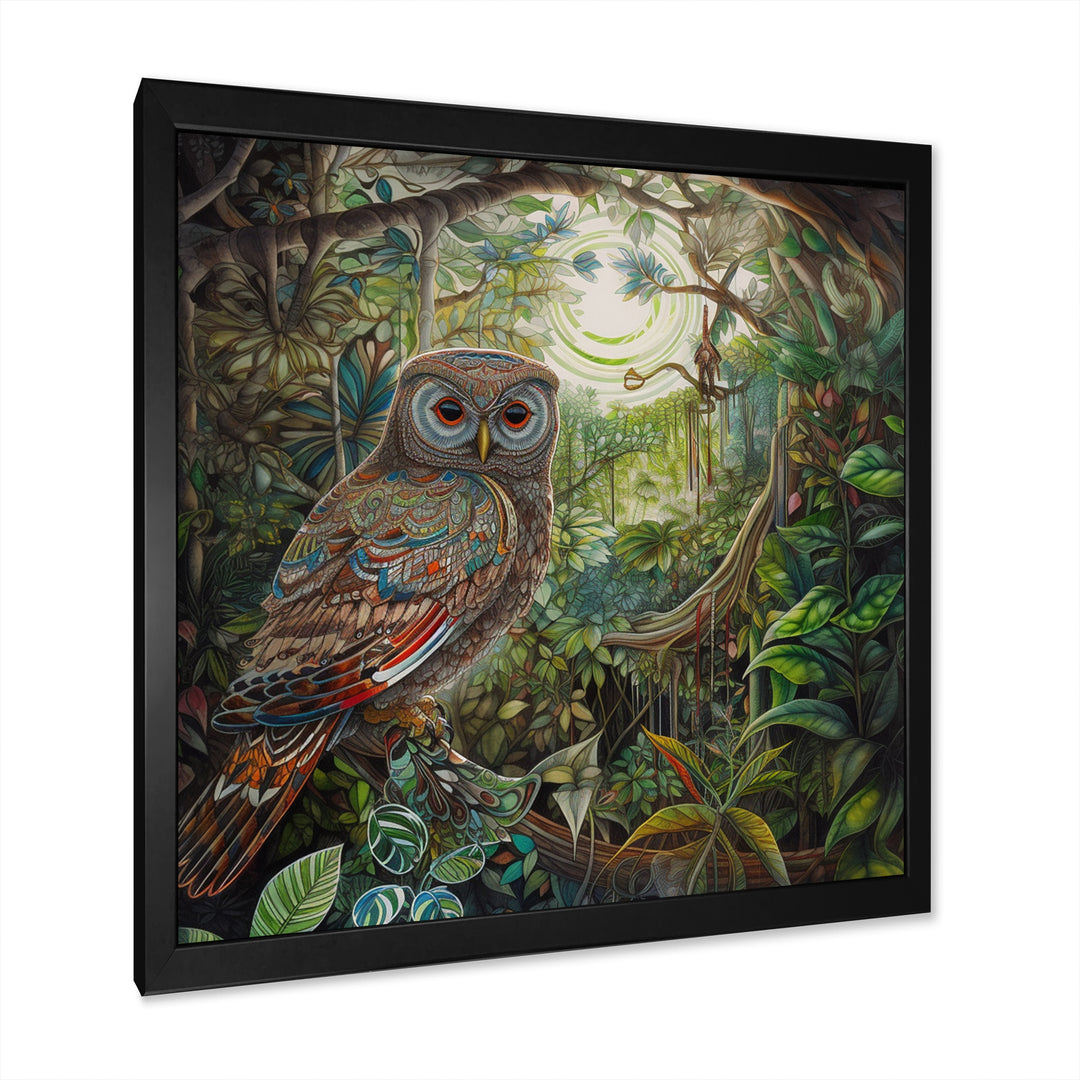 Portrait Of Magical And Wise Owl In The Forest - Owl Canvas Wall Art