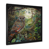 Portrait Of Magical And Wise Owl In The Forest - Owl Canvas Wall Art