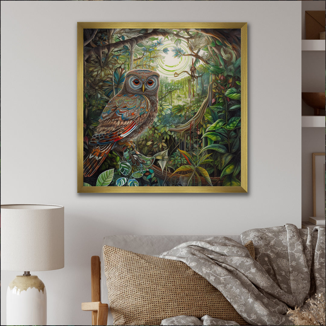 Portrait Of Magical And Wise Owl In The Forest - Owl Canvas Wall Art