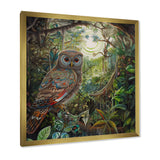 Portrait Of Magical And Wise Owl In The Forest - Owl Canvas Wall Art
