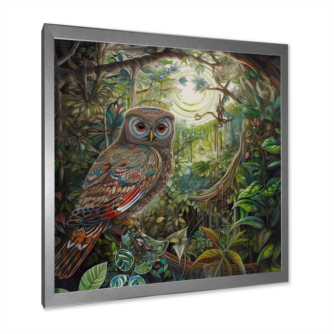 Portrait Of Magical And Wise Owl In The Forest - Owl Canvas Wall Art