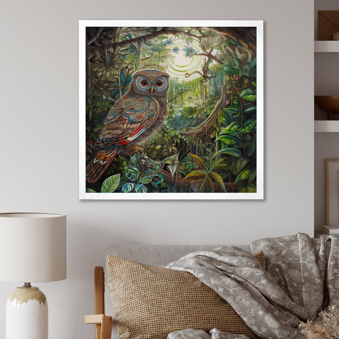 Portrait Of Magical And Wise Owl In The Forest - Owl Canvas Wall Art