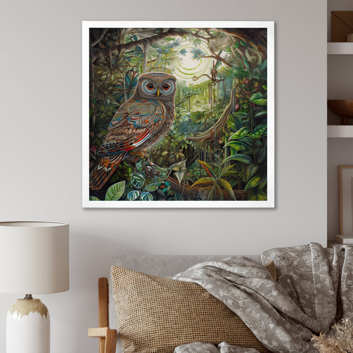 Portrait Of Magical And Wise Owl In The Forest - Owl Canvas Wall Art