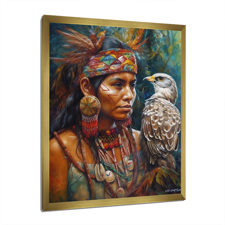 Native Woman With Magical Owl - Owl Wall Decor