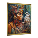 Native Woman With Magical Owl - Owl Wall Decor