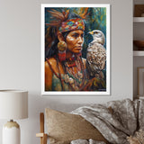 Native Woman With Magical Owl - Owl Wall Decor