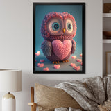 Cute Litte Knitted Pink Heart Owl - Owl Home Decor Art