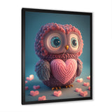 Cute Litte Knitted Pink Heart Owl - Owl Home Decor Art