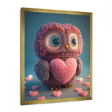 Cute Litte Knitted Pink Heart Owl - Owl Home Decor Art