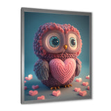 Cute Litte Knitted Pink Heart Owl - Owl Home Decor Art