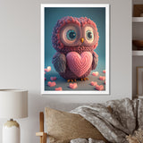 Cute Litte Knitted Pink Heart Owl - Owl Home Decor Art