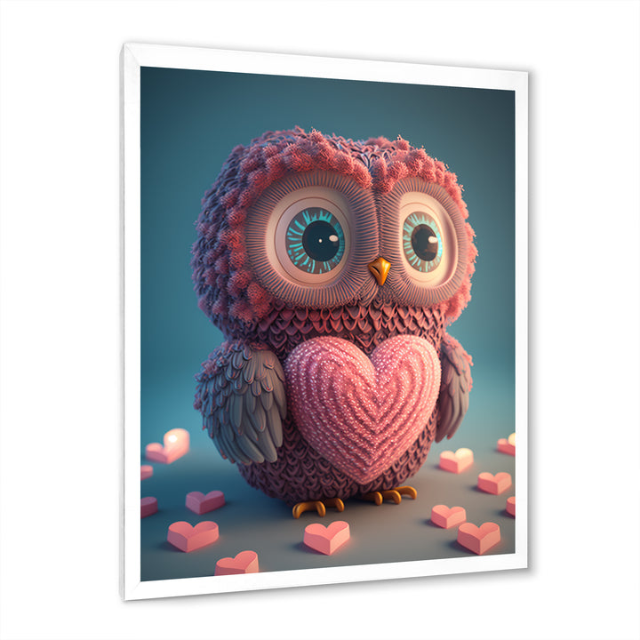 Cute Litte Knitted Pink Heart Owl - Owl Home Decor Art