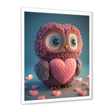 Cute Litte Knitted Pink Heart Owl - Owl Home Decor Art