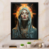 Radiant Portrait Of Holy Mary - Owl Canvas Wall Art