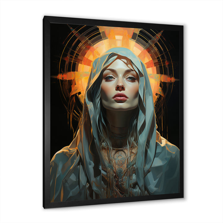 Radiant Portrait Of Holy Mary - Owl Canvas Wall Art